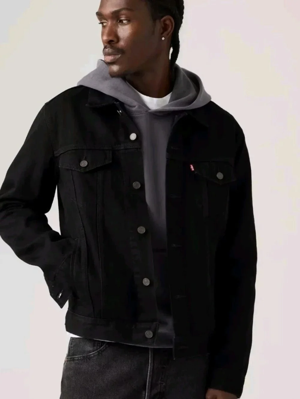 Levis Mens Denim Trucker Jean Jacket L Black